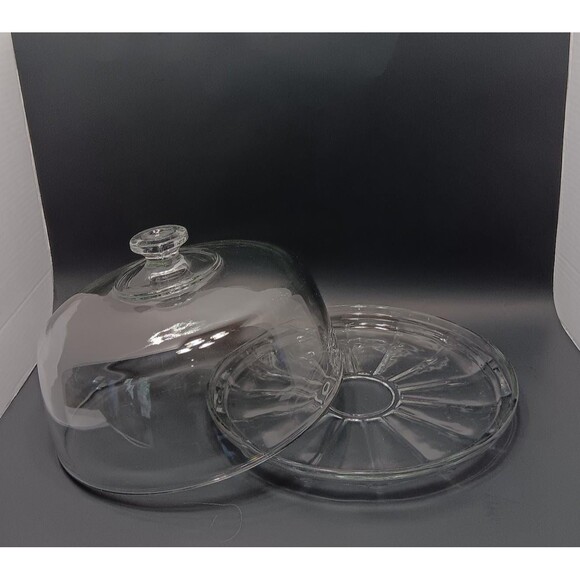 Other - Clear Glass Cake Stand with Dome Lid – Vintage Dessert Display Cakes, Pastries,